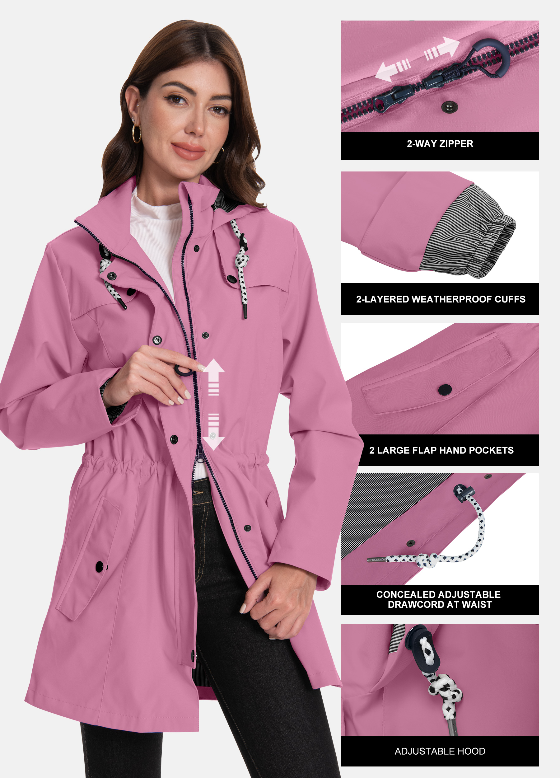 Waterproof Womens Softshell Jacket with Fleece Lining and Hood Ideal for Outdoor Activities