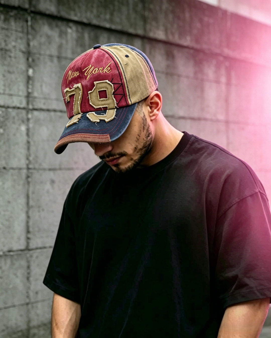 Y2K Streetwear New York 79 Distressed Baseball Cap Men Adjustable Washed Cotton Trucker Hat