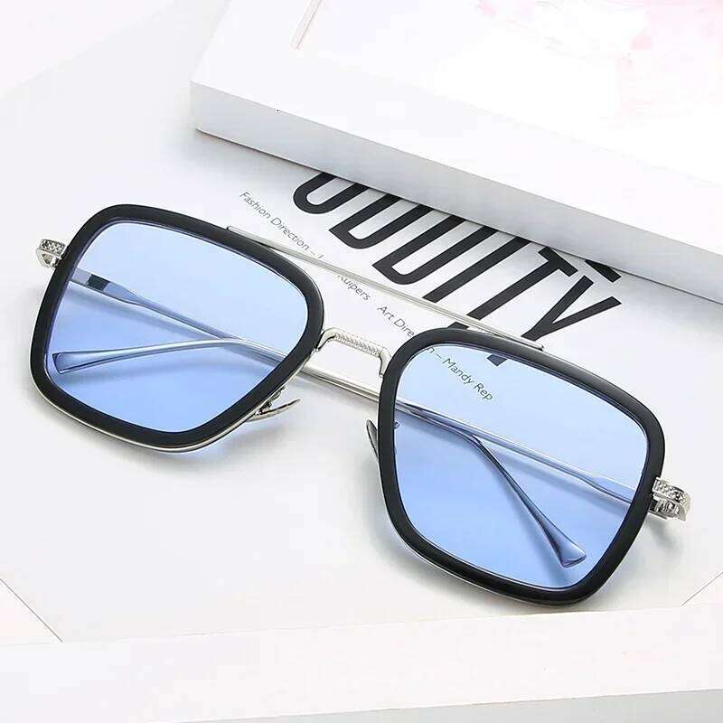Tony Stark Sunglasses Iron Man Sun Glasses Vintage Square Metal Frames W260525 - view 4