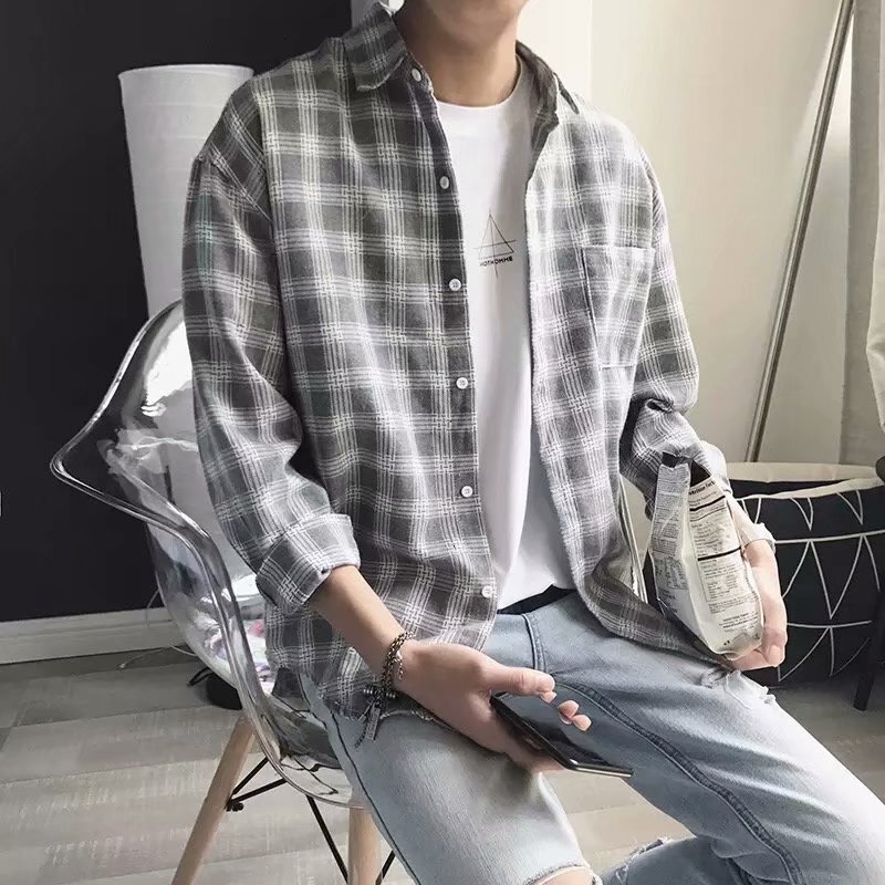 Luxury Brand Designer 2026 Black Plaid Long-sleeve Shirt Ins-style Loose Casual Versatile Button-up Shirt Jacket for Spring Summer Teenagers Daily Wea
