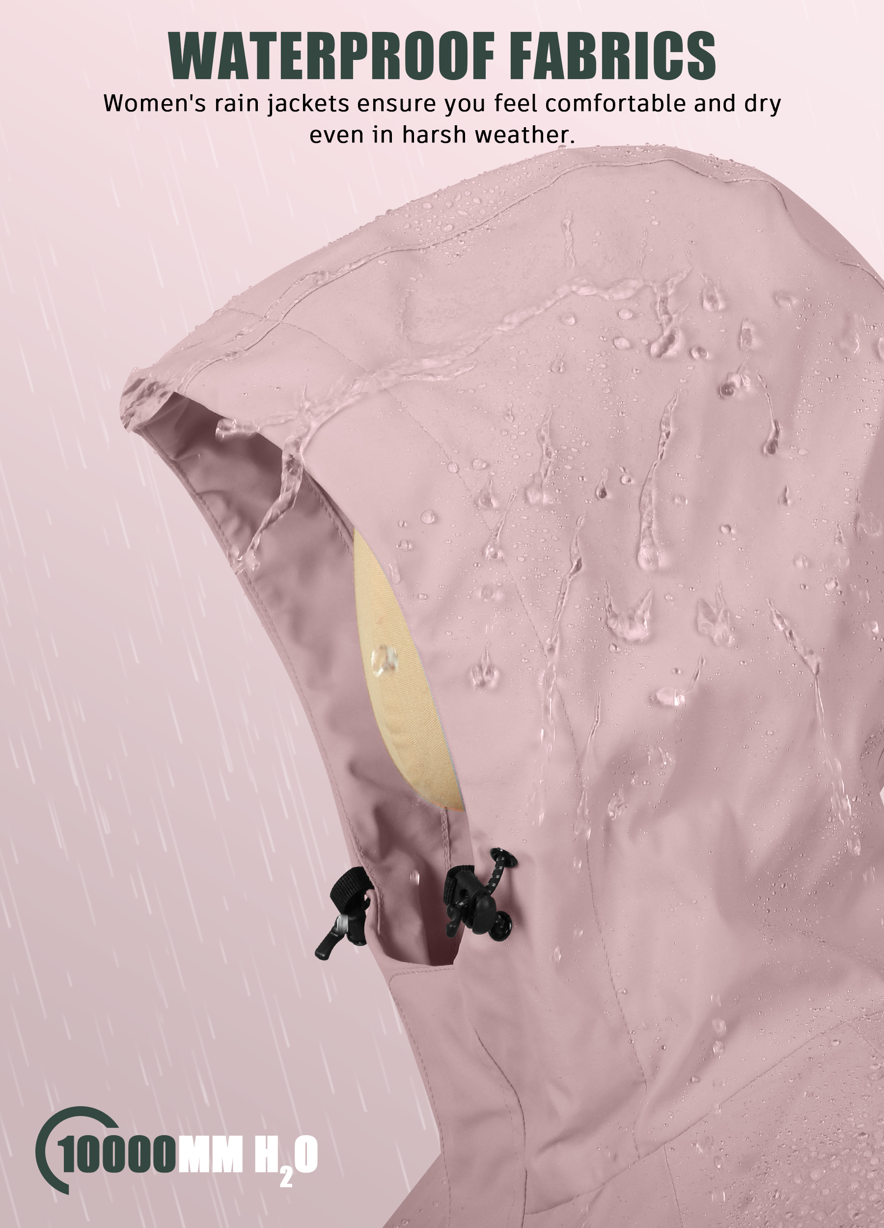 Waterproof Womens Fleece-Lined Hooded Coat Perfect for Rainy Weather
