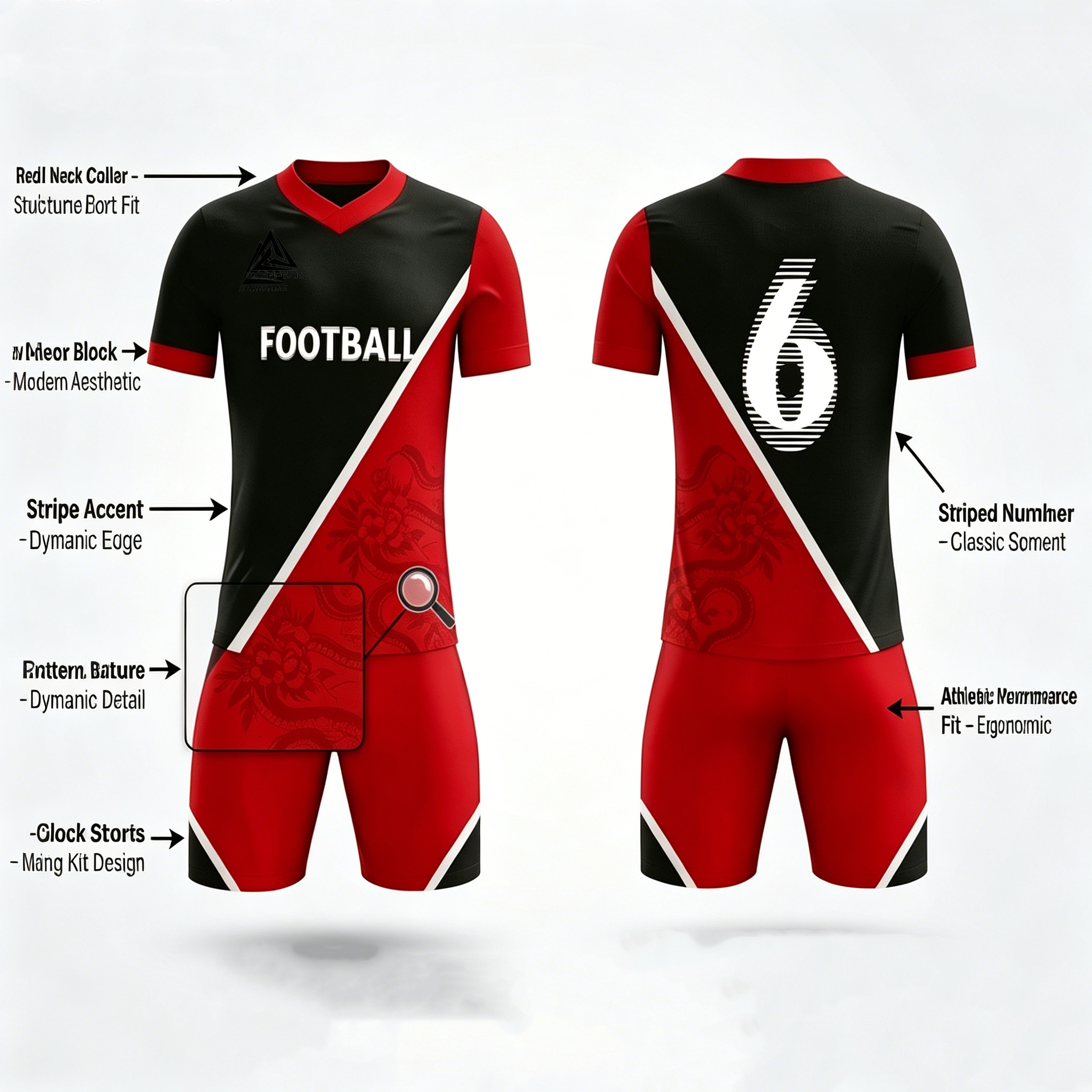Custom Split Color Soccer Jersey Set Men Quick Dry Football Uniform with Shorts Customizable Team Name Number Logo for Sports - view 7