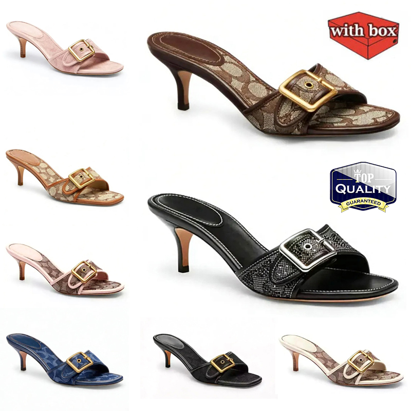 with Box Designer Margot Sandals Archival Buckle Clogs Ashton Clog Loafers Women's Kitten High Heels C Summer Beach Luxury Cowboy Leather Sl