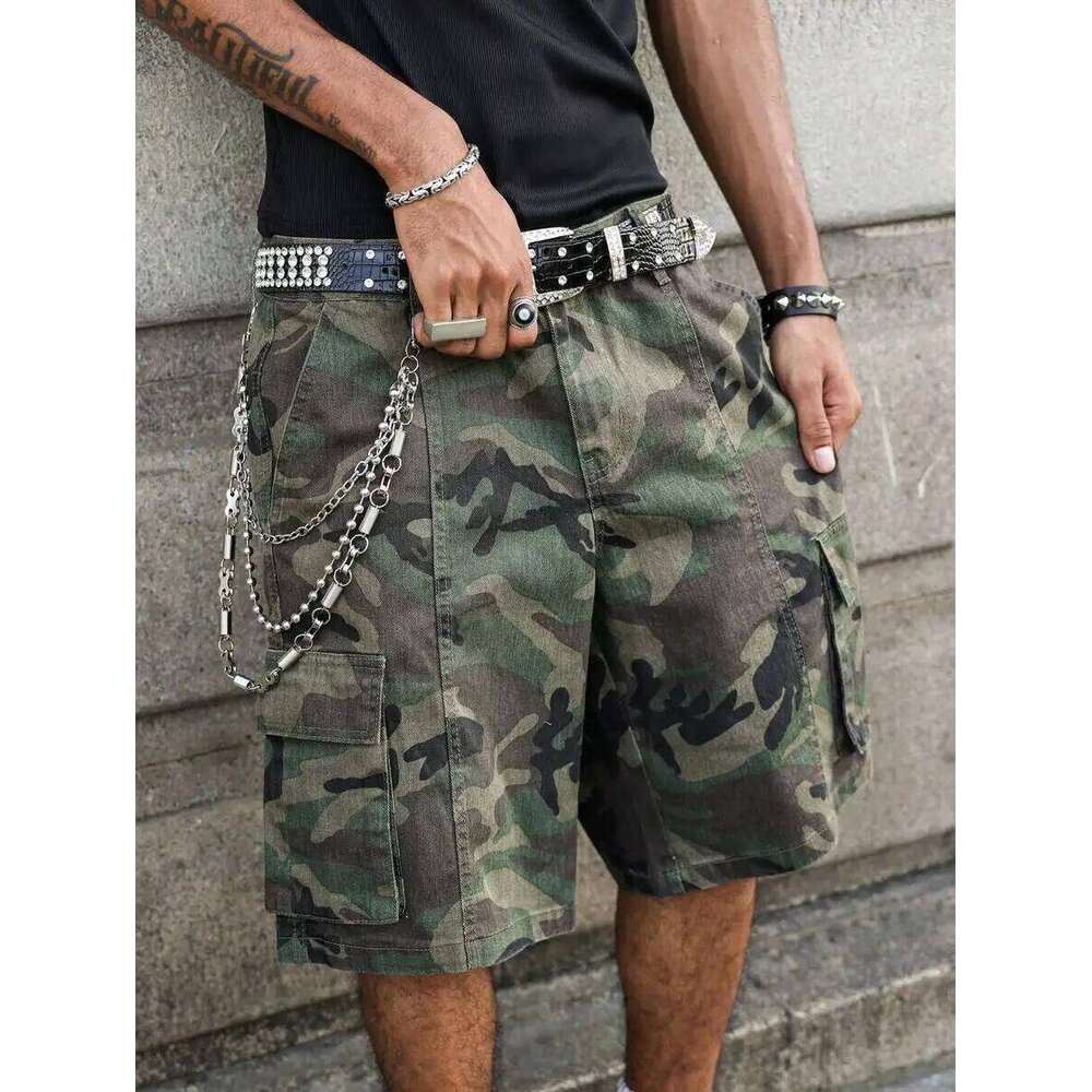 Men's Casual Camouflage Print Denim Cargo Summer, Camo Shorts Jorts For Men Going Hang Out Commute Street 26L0525