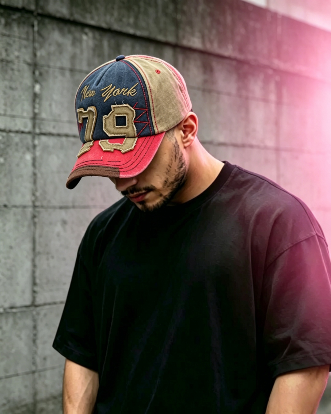 Y2K Streetwear New York 79 Distressed Baseball Cap Men Adjustable Washed Cotton Trucker Hat