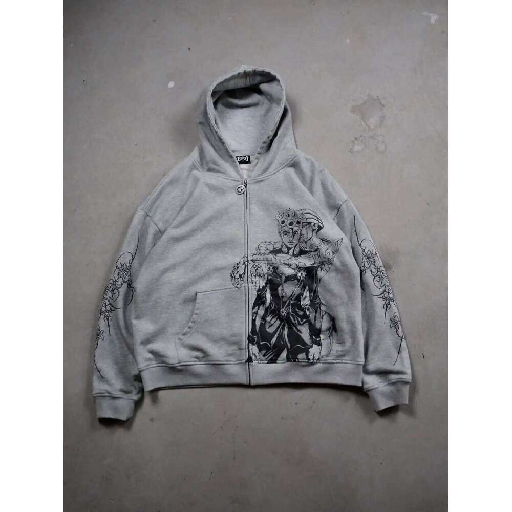 Jojo Bizarre Adventure Star Design Hoodies Women Zip Anime Hoodie Harajuku Streetwear Sweatshirt Y2k Men Clothing 26Y0525