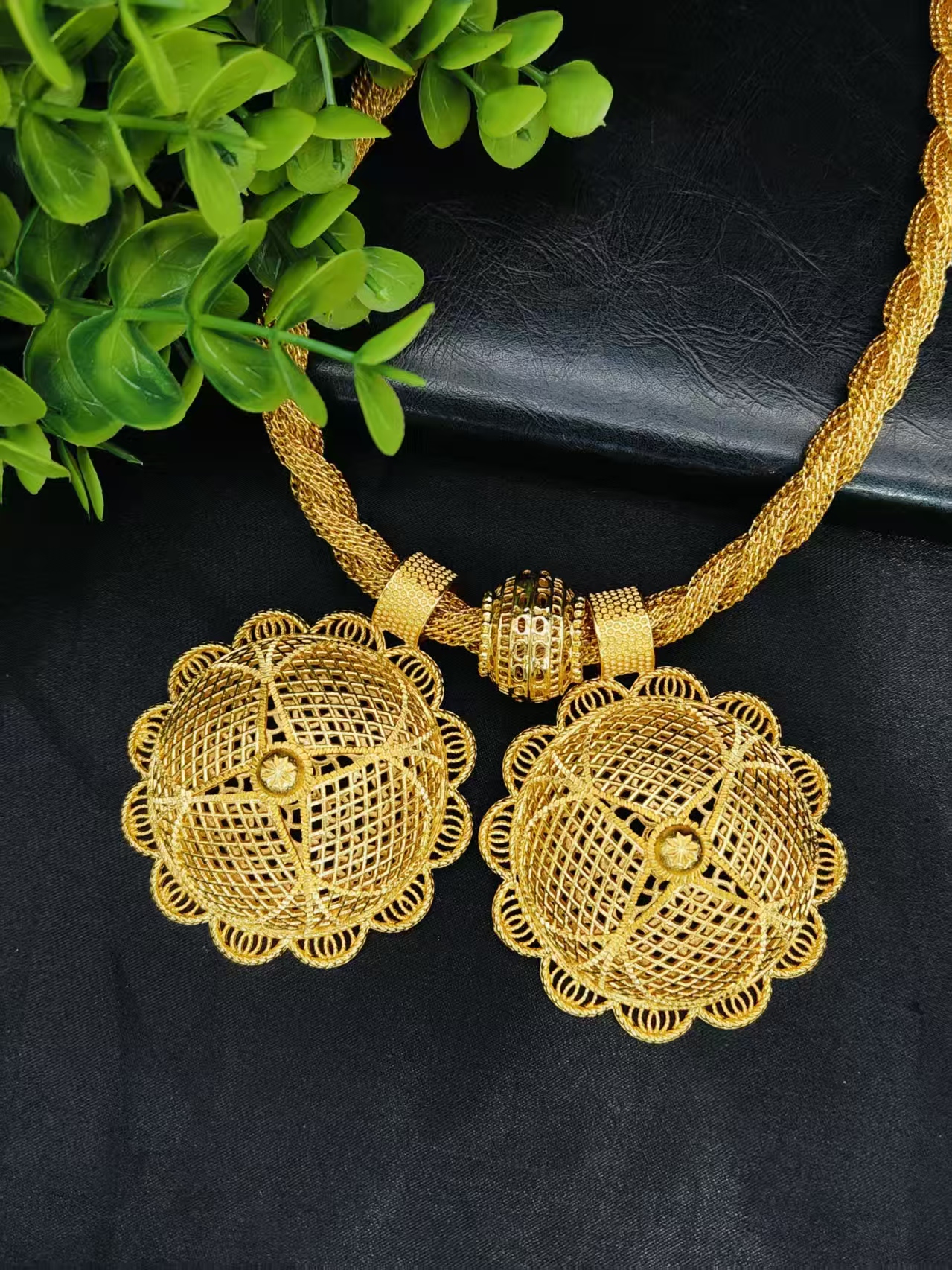 Ins Ethiopian 6pcs Twisted Necklace Sets For Women Wedding Dubai Gold Plated African Jewelry Set Indian Jewellery Anniversary Gifts