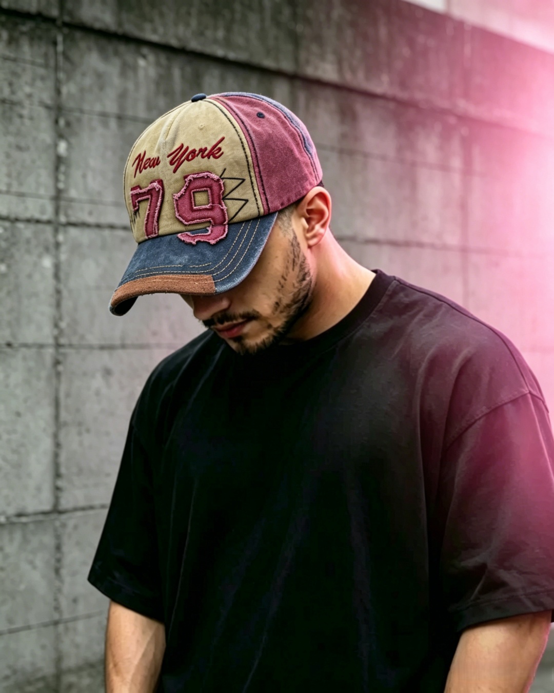 Y2K Streetwear New York 79 Distressed Baseball Cap Men Adjustable Washed Cotton Trucker Hat