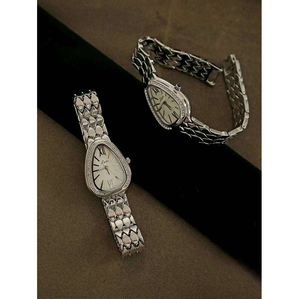 1 new silver classic minimalist style advanced Joker quartz stainless steel strap with niche design ladies watch J260522 - view 6