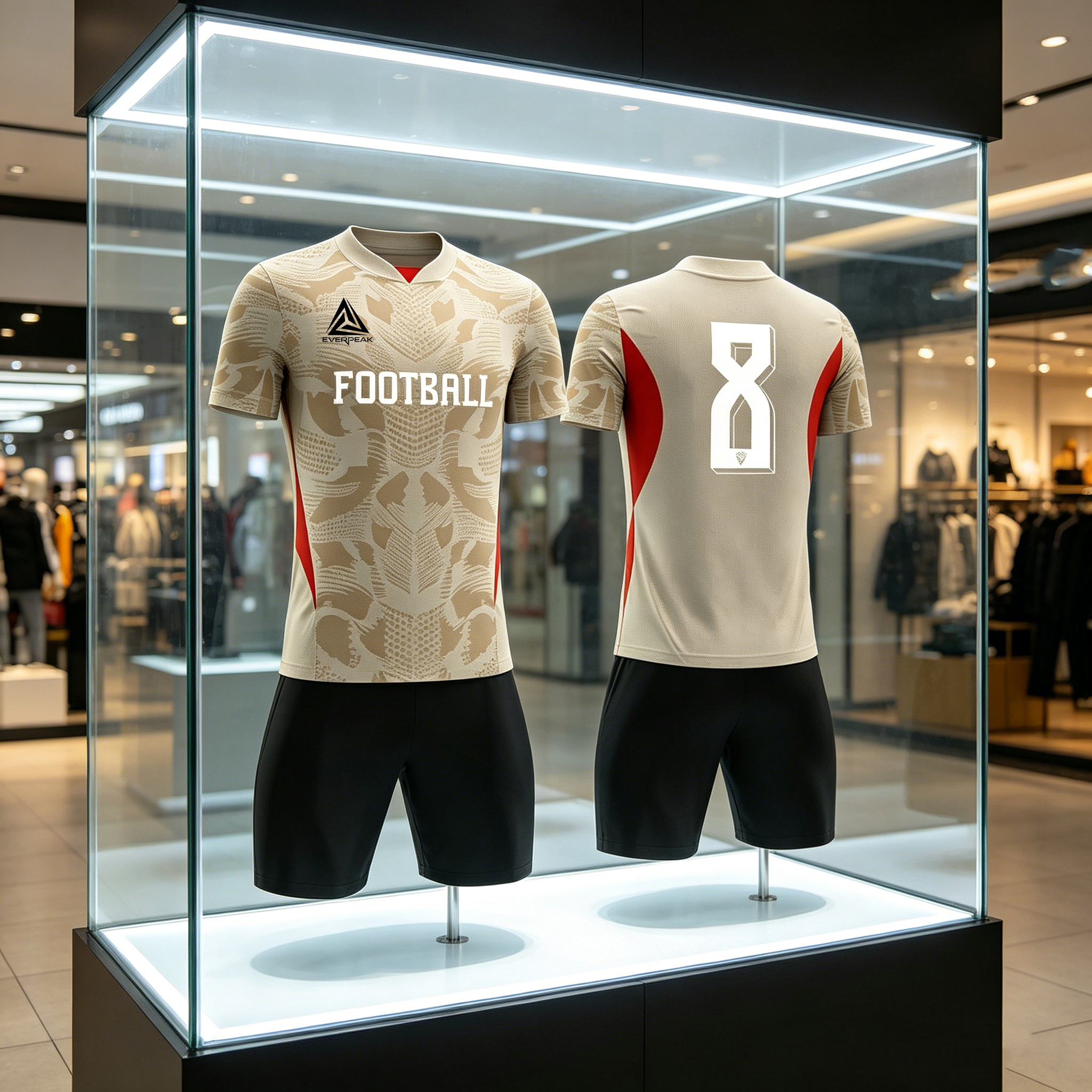 Custom Soccer Jersey Set Men Beige Snake Print Football Uniform with Shorts Personalized Name Number Breathable Quick Dry Kit - view 4