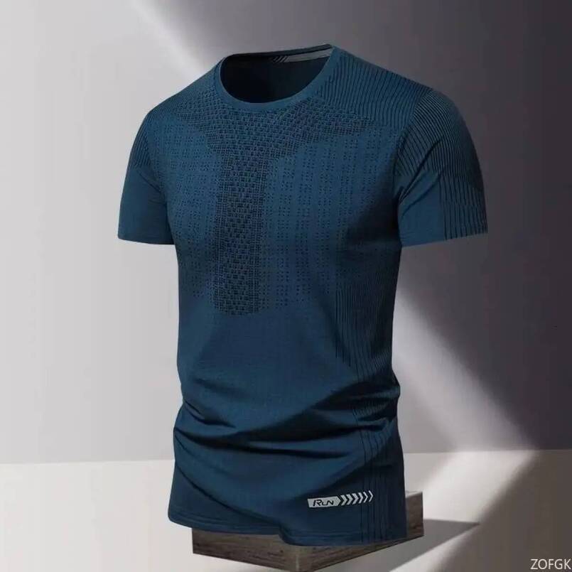 Men's 3D printed t-shirt, quick-drying, suitable for summer, loose fit, round neck, short sleeves.