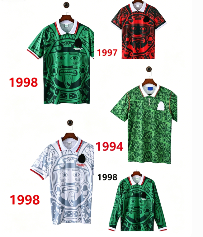 Retro Mexico men football jerseys, old 1994 1998 1997 mexico home green soccer jerseys,super #9 RAUL 11 S.GIMENEZ H. LOZANO #22 football long sleeve j