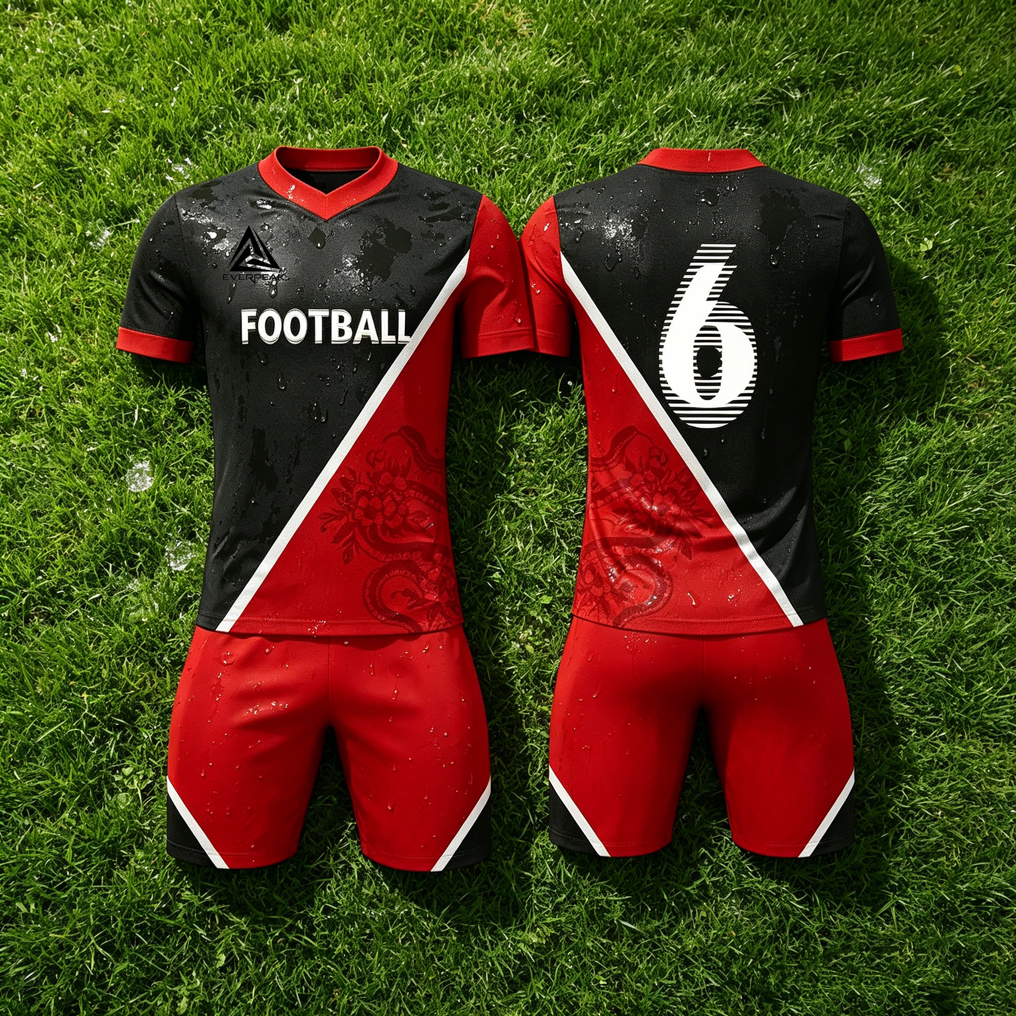 Custom Split Color Soccer Jersey Set Men Quick Dry Football Uniform with Shorts Customizable Team Name Number Logo for Sports - view 4