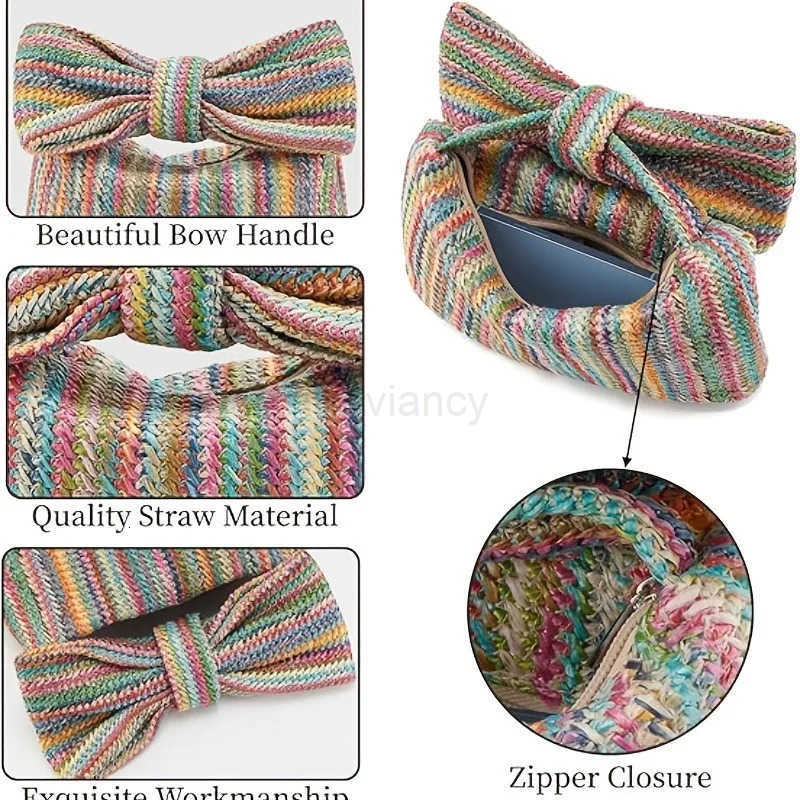 Fashion Women Summer Bohemian Straw Bag Woven Bow Beach Crossbody Bag Shoulder Messenger Bag Girls Handbags Straw Bag Gifts ChicR260525