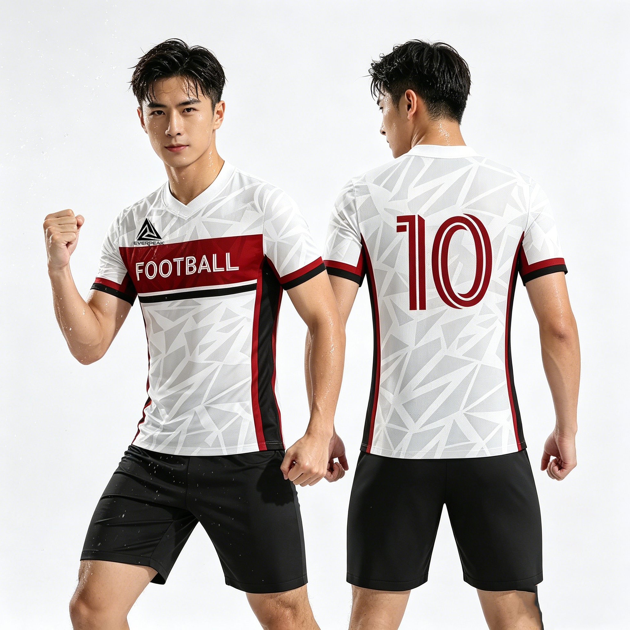 Custom Color Block Soccer Uniform Set Breathable Polyester OEM Football Jersey Shorts for Team Competitions - view 3
