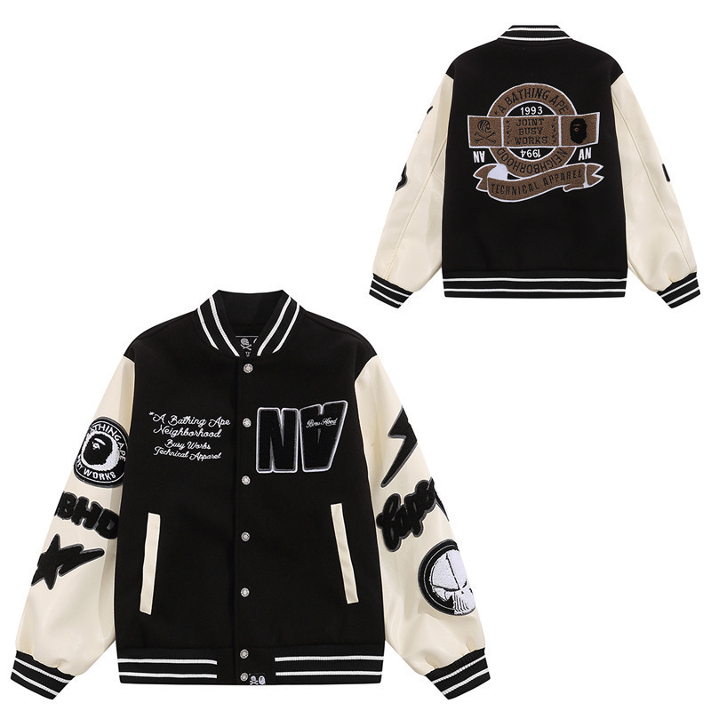 American trendy collegiate baseball jacket, versatile couple outerwear, 3D digital printing, custom design available casual jacket