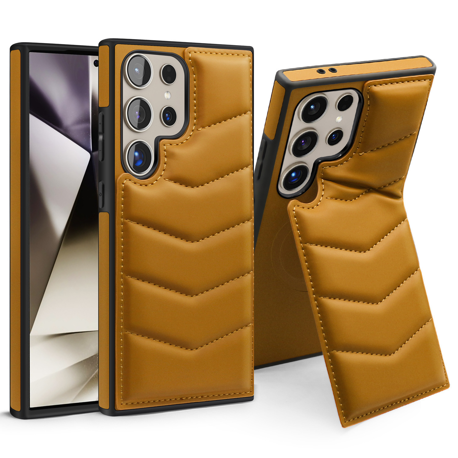 Suitable for Samsung S24Ultra phone case, new Lycra down jacket Galaxy S23 magnetic stand protective cover