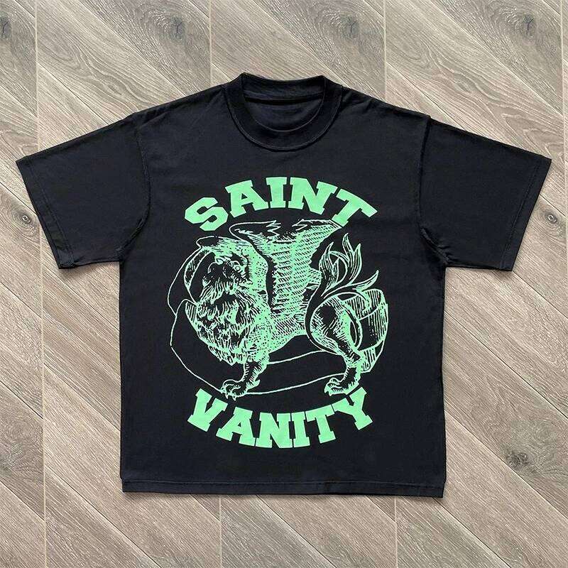 SAINT VANITY Ins The Same Style, Letter Printing Casual Short-sleeved T-shirt for Men and Women Breathable Oversized T Shirt J260525 - view 5