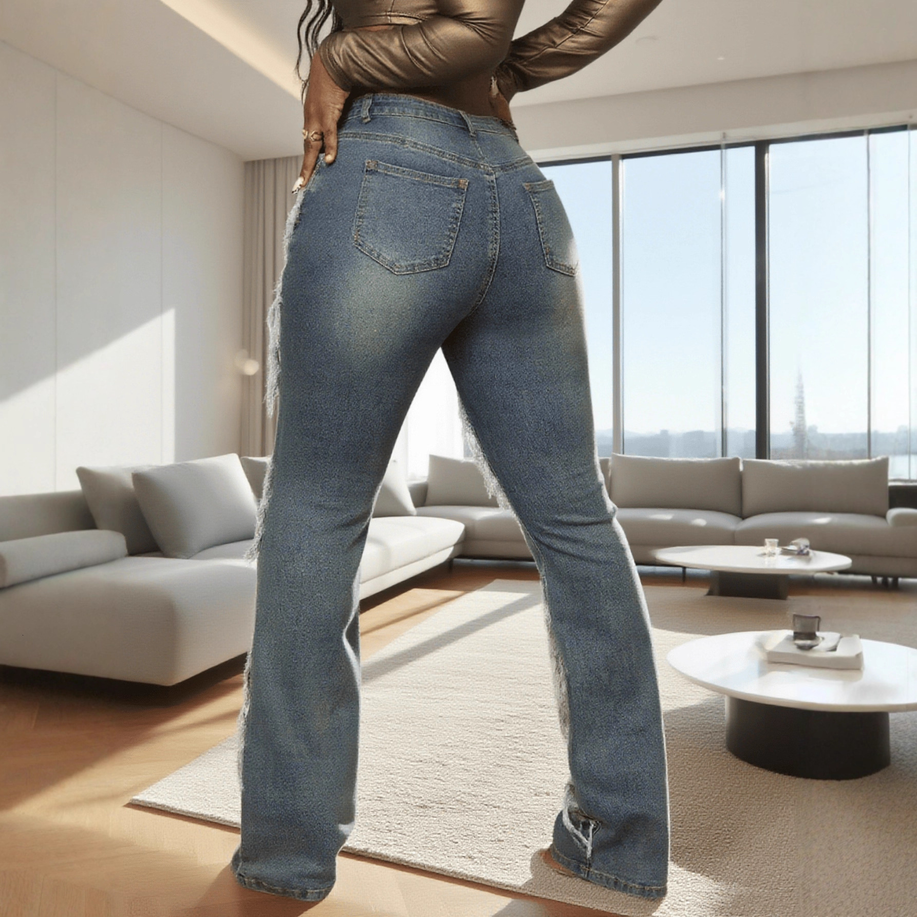 Designer 2026 Trendy vintage-style twisted luxury design high-waisted jeans for women, street fashion, cool and slimming flared pants Free Shipping - view 3
