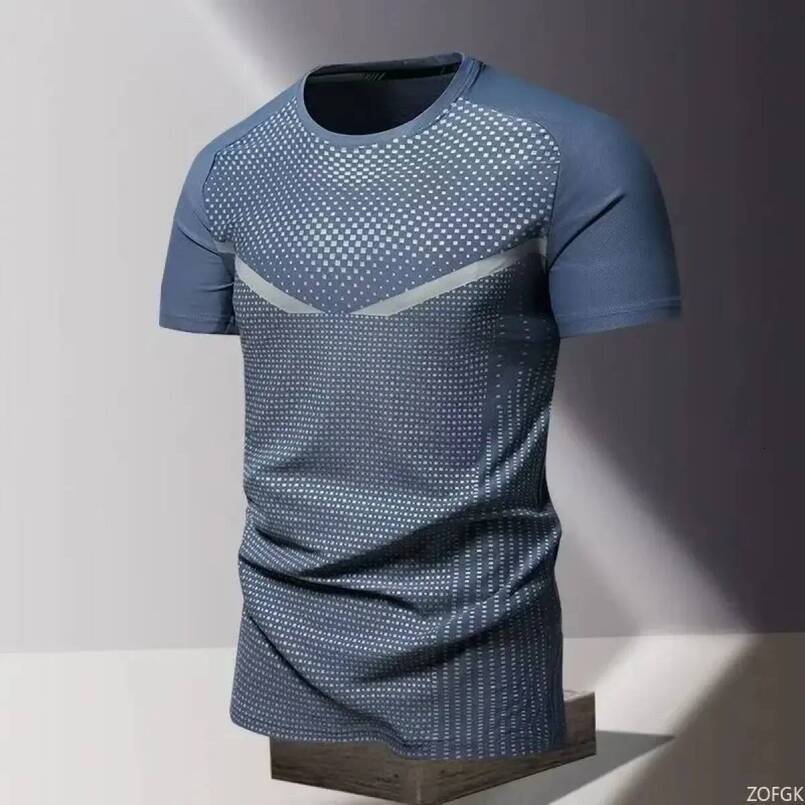 Men's 3D printed t-shirt, quick-drying, suitable for summer, loose fit, round neck, short sleeves.