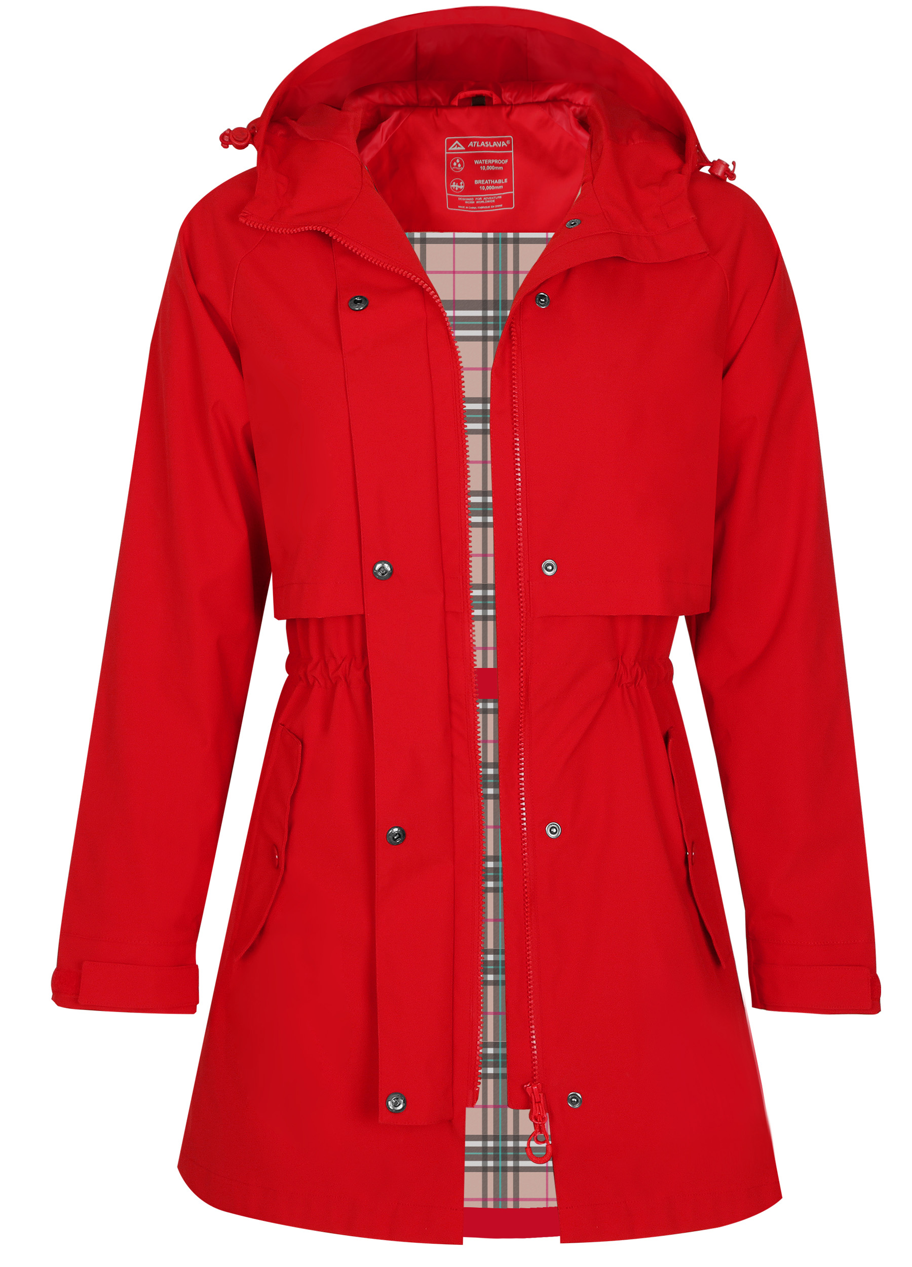 Waterproof Womens Rain Jacket with Detachable Hood Versatile Outdoor Clothing