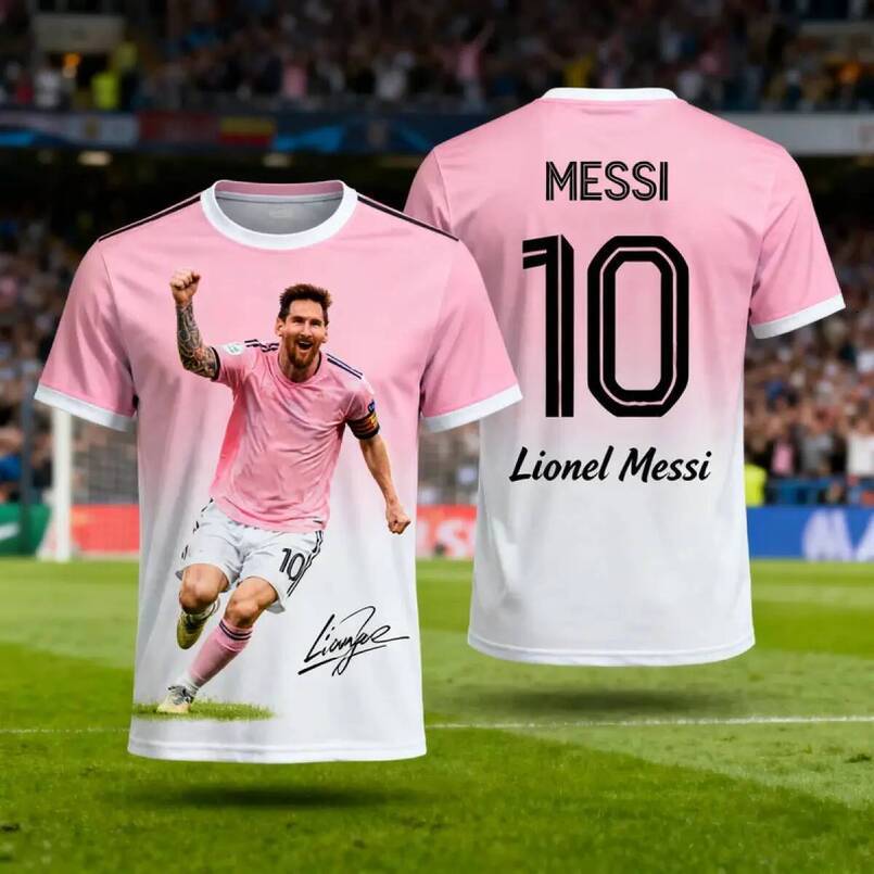 Men's MESSI football t-shirt, summer model 2026, superstar graphic design. Jersey for collectors. Casual sports style.