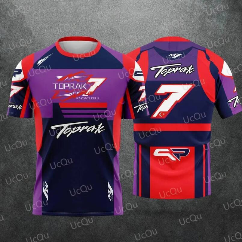 3D printed t-shirt, new model 2026, motorcycle racer fan number 7 Toprak Razgatlioglu, men and women. Suitable for summer.