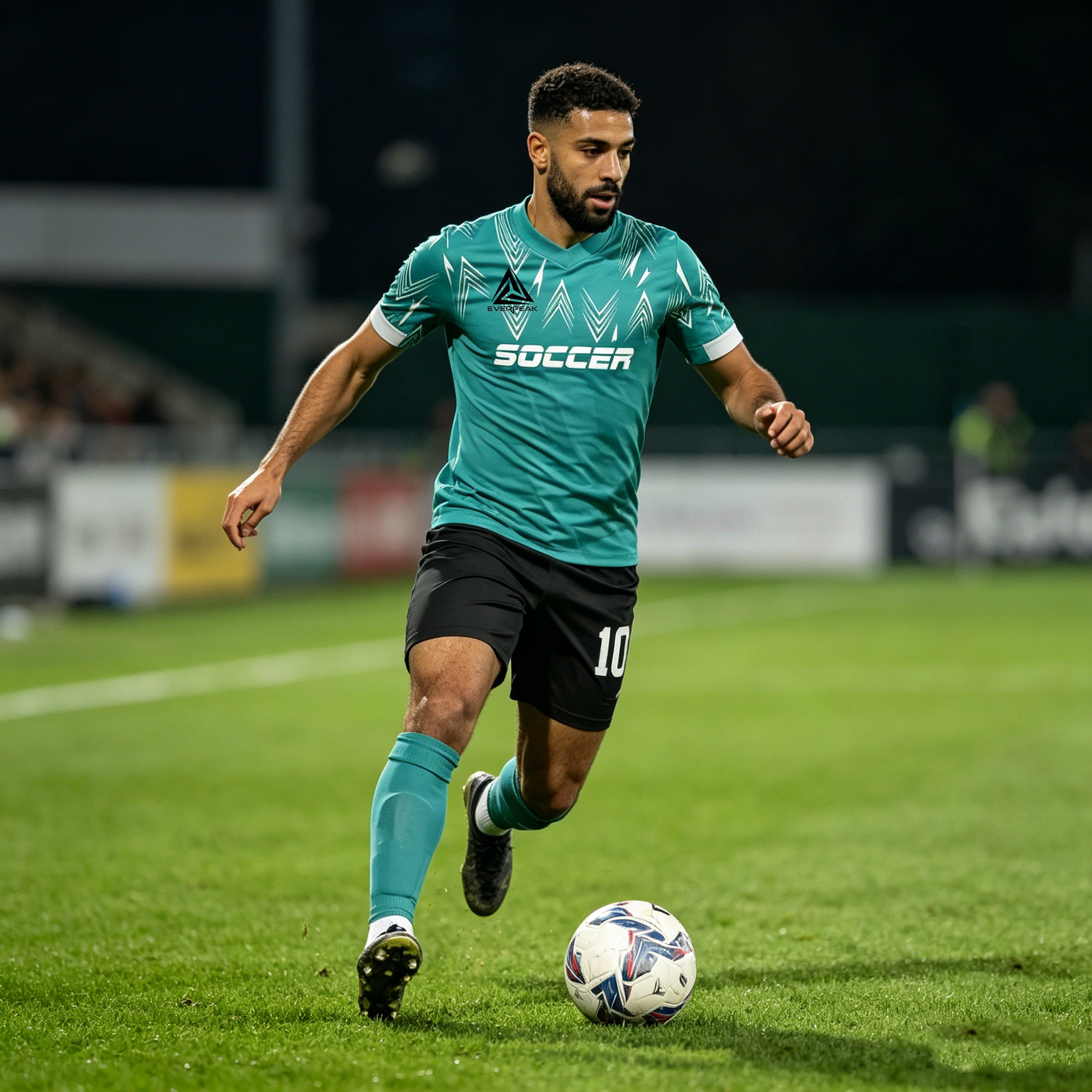 Custom Soccer Jersey Set Men Teal Geometric Arrow Football Uniform with Shorts Personalized Name Number Breathable Quick Dry Kit - view 6