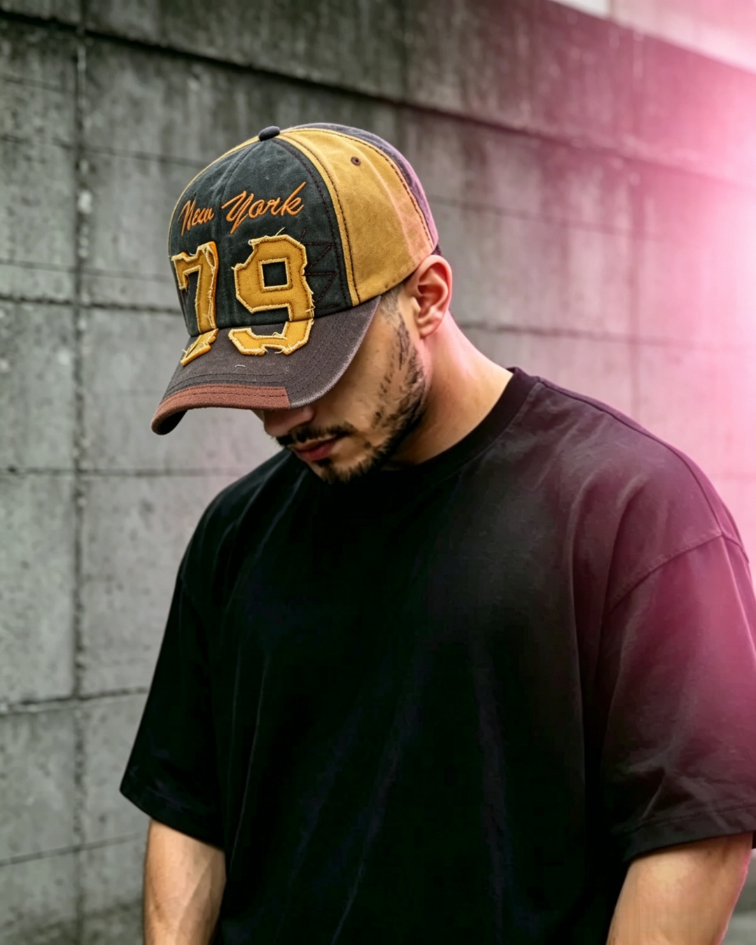Y2K Streetwear New York 79 Distressed Baseball Cap Men Adjustable Washed Cotton Trucker Hat