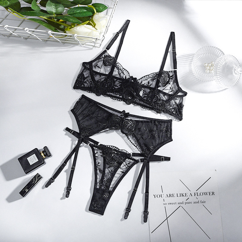 Bras Sets Sexy Underwear Brassiere Lingerie Women Set Lace Embroidery Push Up Bra Panties Deep V Gather Top
