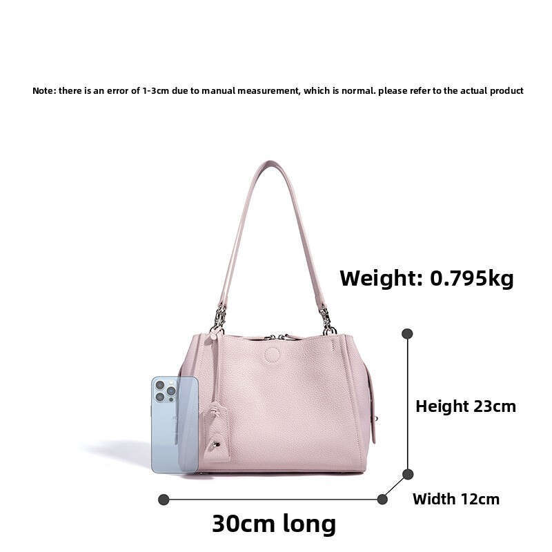 New Lychee Grain Genuine Leather Bag Korean Style Spring Summer Niche Elegant Commute Underarm Single Shoulder Handbag SENYY