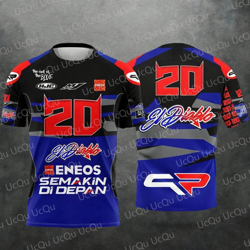 Fabio Quartararo fan t-shirt, year 20, El Diablo graphic design, motorcycle racer, 3D printed, unisex, casual style, suitable for summer, short sleeve