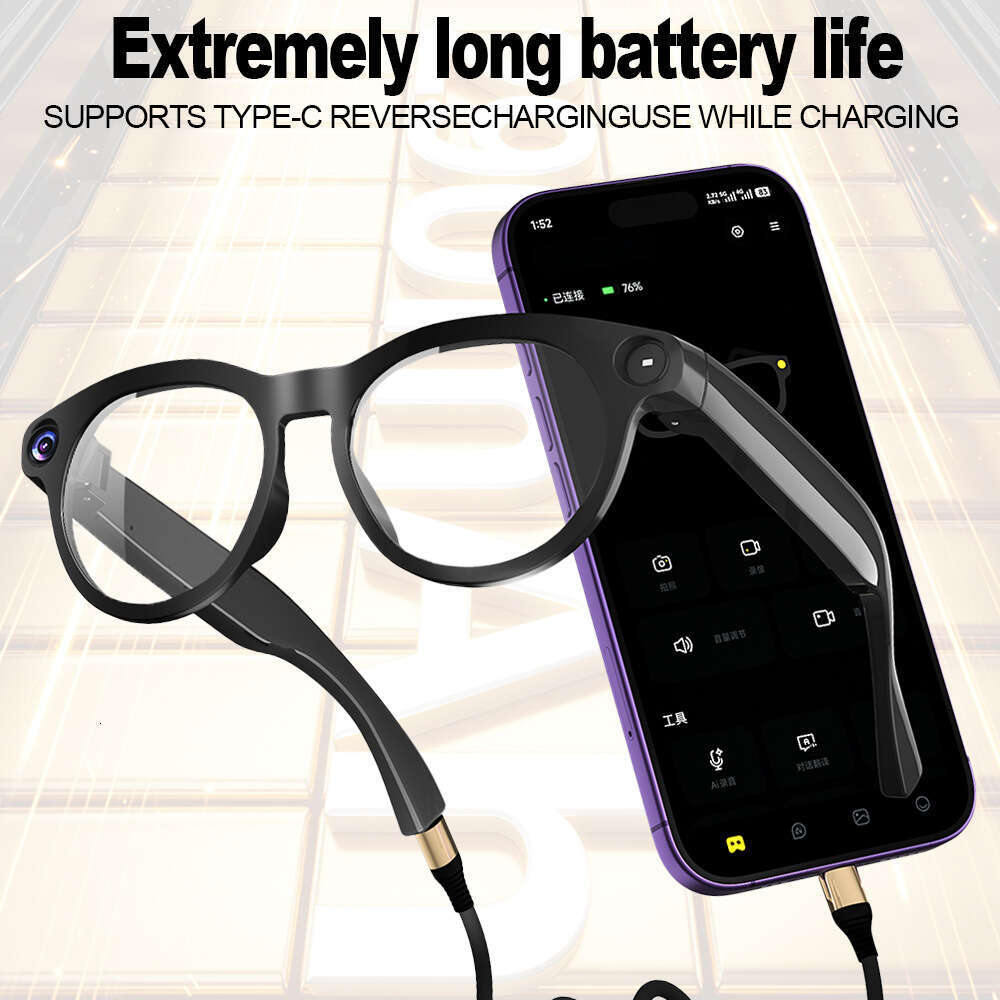 Smart Glasses CY05 HD Live Streaming Video Recording Photo Taking Real Time Translation AI Voice Conversation Wireless Bluetooth Smart Eyeglasses