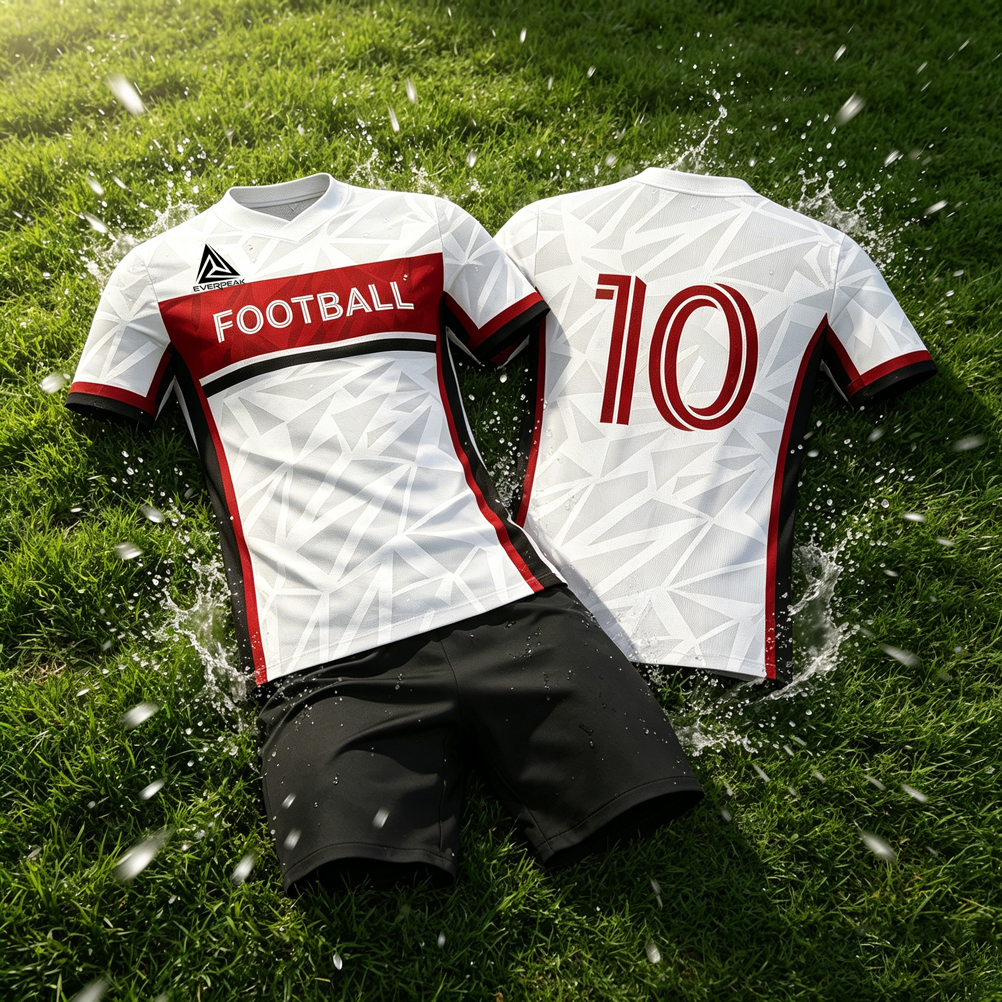 Custom Color Block Soccer Uniform Set Breathable Polyester OEM Football Jersey Shorts for Team Competitions - view 6