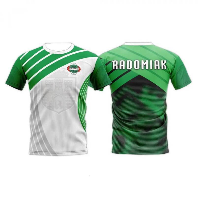 3D printed t-shirt of the Polish football team Radomiak Radom, unisex, quick-drying, multiple colors, casual sports shirt for children.