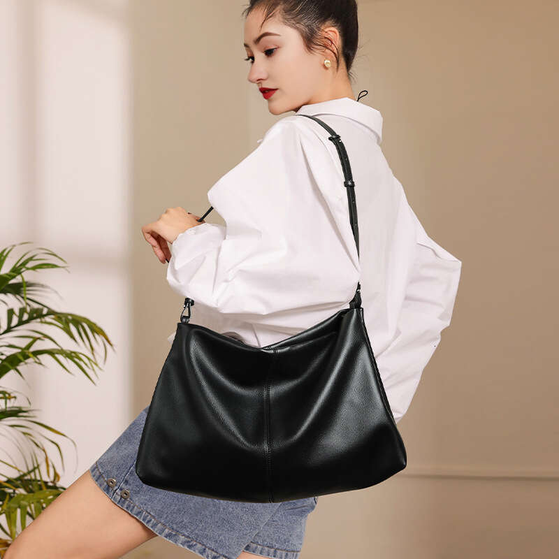 Autumn Winter Kite Shape Underarm Tote Bag Lazy Style Large Capacity Soft Cowhide Versatile Shoulder Handbag SENYY