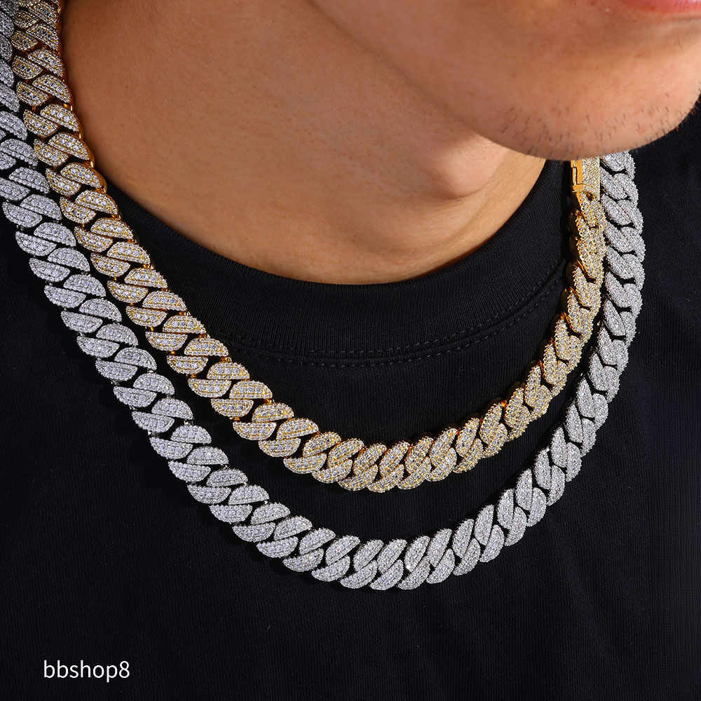 Hip Hop jewelry VVS Moissanite Cuban Necklace by GRA test Diamond 14mm Cuban chain bracelet men sparkle Cuban jewelry