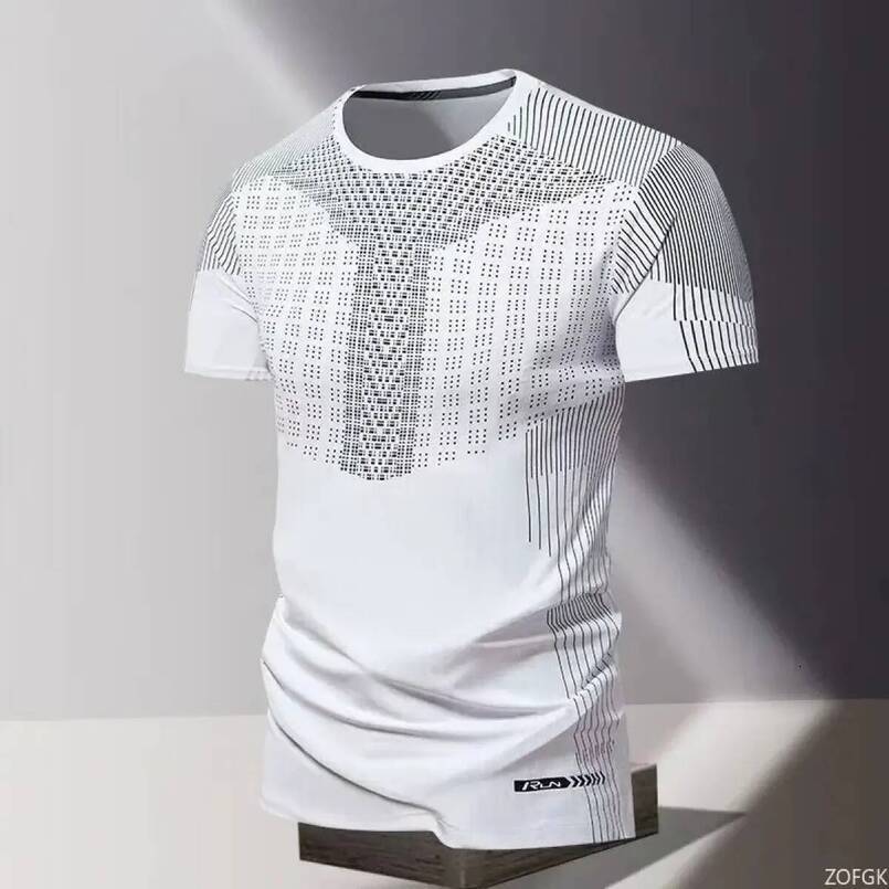 Men's 3D printed t-shirt, quick-drying, suitable for summer, loose fit, round neck, short sleeves.