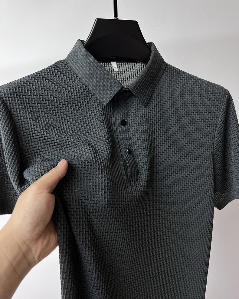 Men's Polos Ice Silk Mesh Polo Shirt Summer Short Sleeve T-shirt Simple Solid Color Cool Breathable Business Casual Sweat Absorbent high quality 