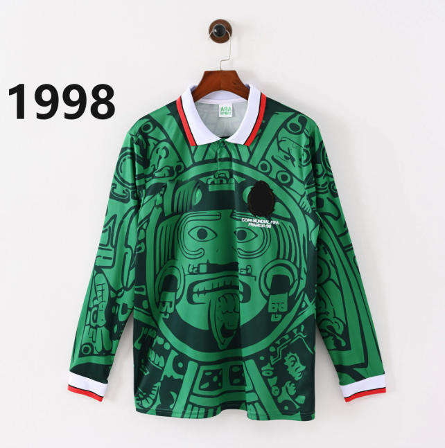 Retro Mexico men football jerseys, old 1994 1998 1997 mexico home green soccer jerseys,super #9 RAUL 11 S.GIMENEZ H. LOZANO #22 football long sleeve j