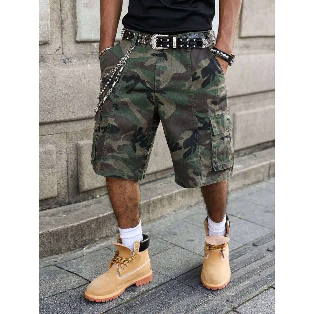 Men's Casual Camouflage Print Denim Cargo Summer, Camo Shorts Jorts For Men Going Hang Out Commute Street 26L0525