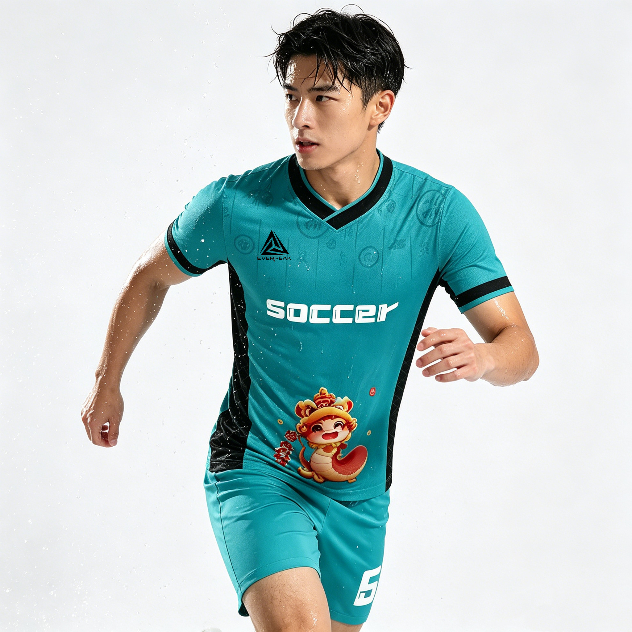 Custom Chinese New Year Snake Soccer Jersey Set Men Quick Dry Football Uniform with Shorts Customizable Team Name Number Logo - view 3