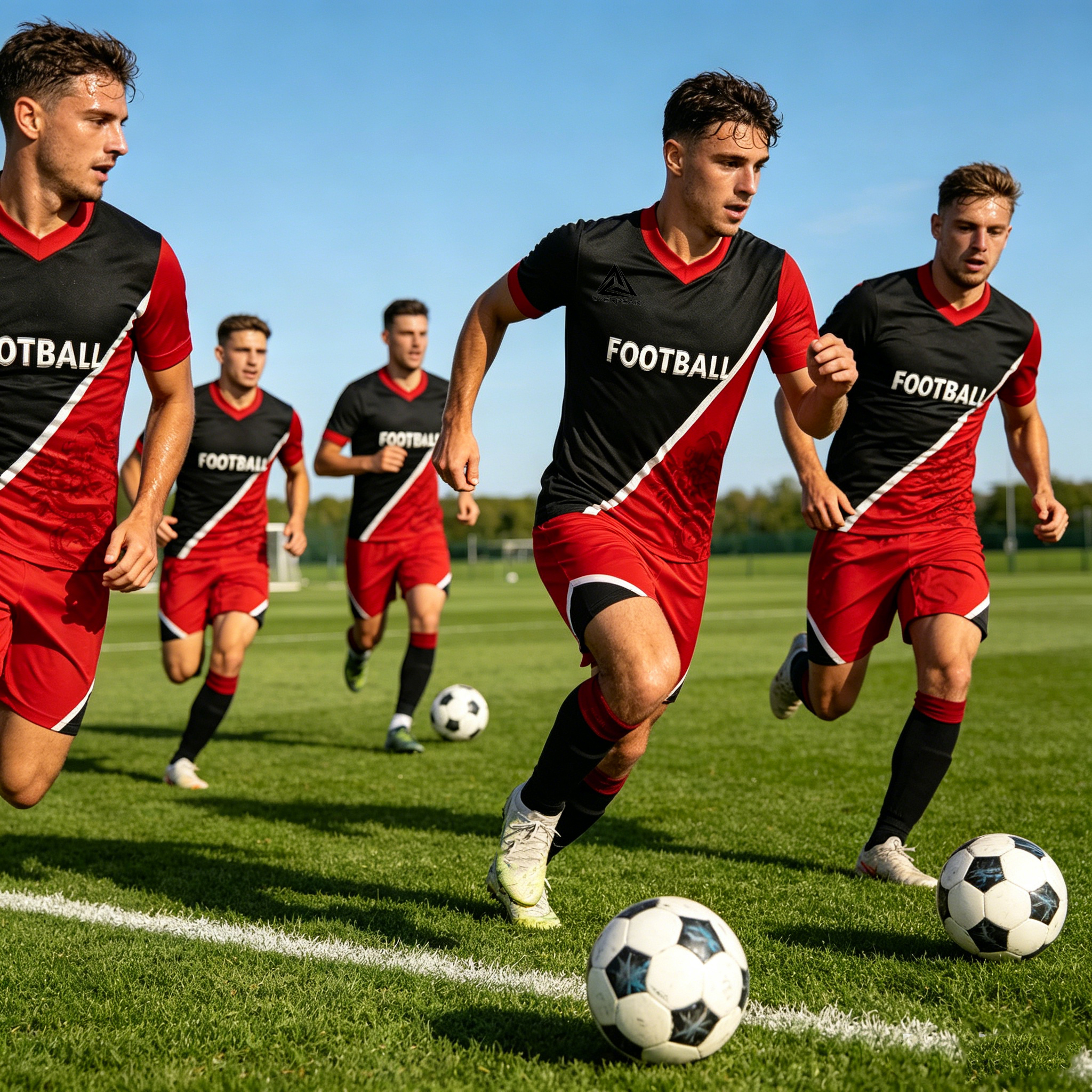 Custom Split Color Soccer Jersey Set Men Quick Dry Football Uniform with Shorts Customizable Team Name Number Logo for Sports - view 5