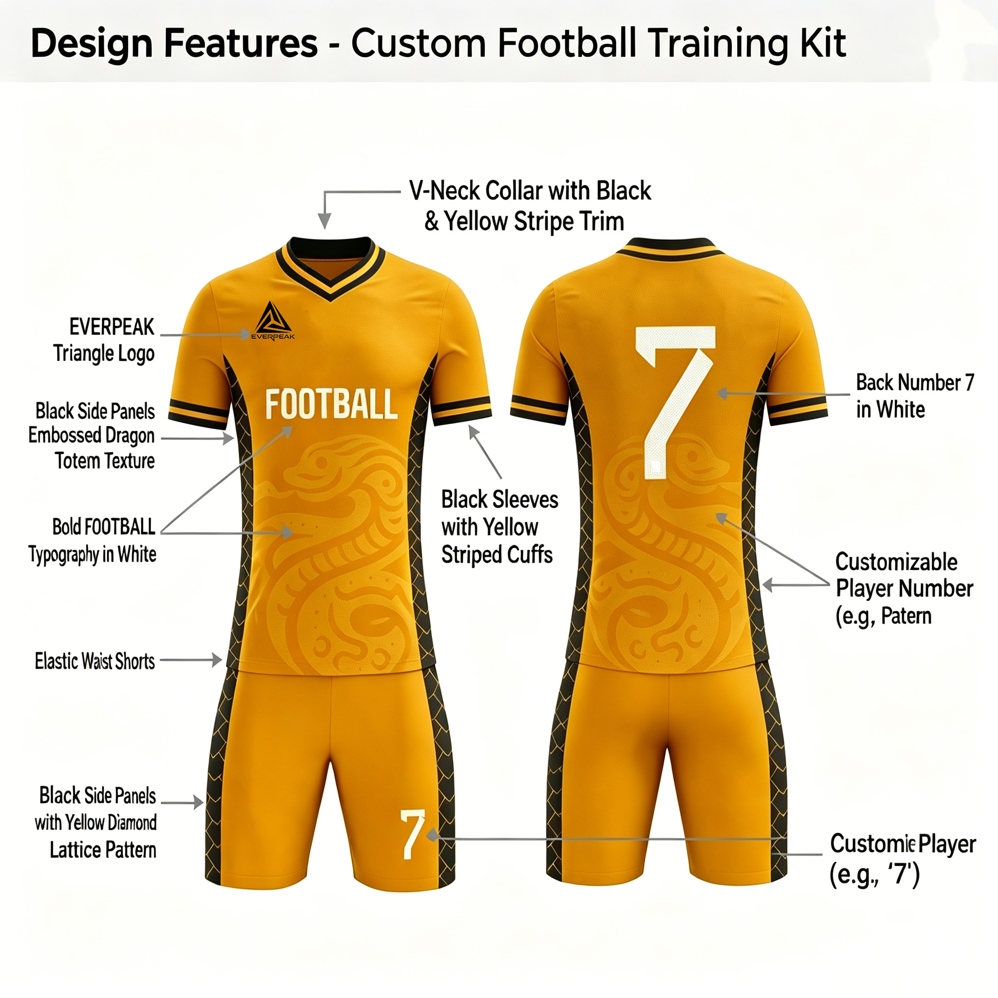 Custom Tribal Pattern Soccer Jersey Set Men Quick Dry Football Uniform with Shorts Customizable Team Name Number Logo - view 8