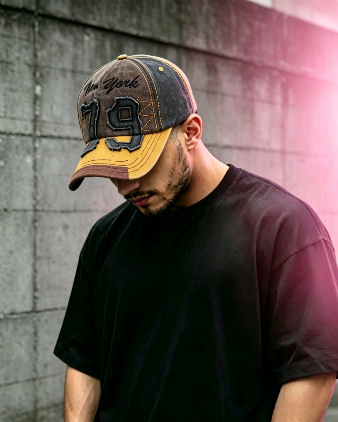 Y2K Streetwear New York 79 Distressed Baseball Cap Men Adjustable Washed Cotton Trucker Hat