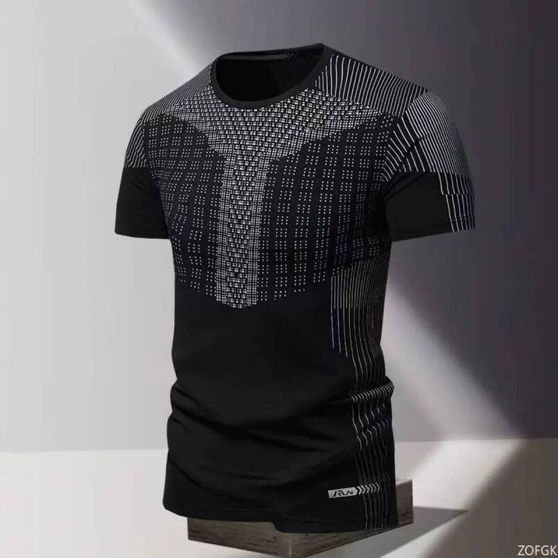 Men's 3D printed t-shirt, quick-drying, suitable for summer, loose fit, round neck, short sleeves.