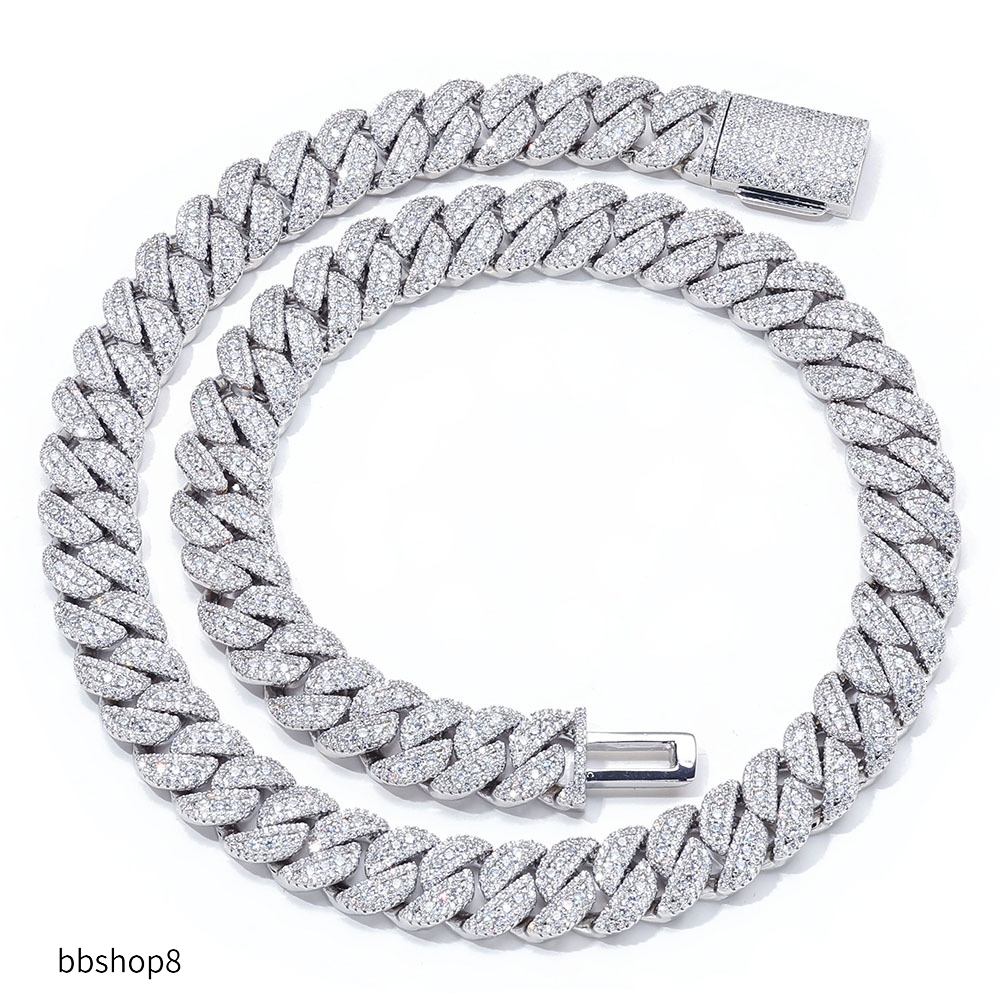 Hip Hop jewelry VVS Moissanite Cuban Necklace by GRA test Diamond 14mm Cuban chain bracelet men sparkle Cuban jewelry