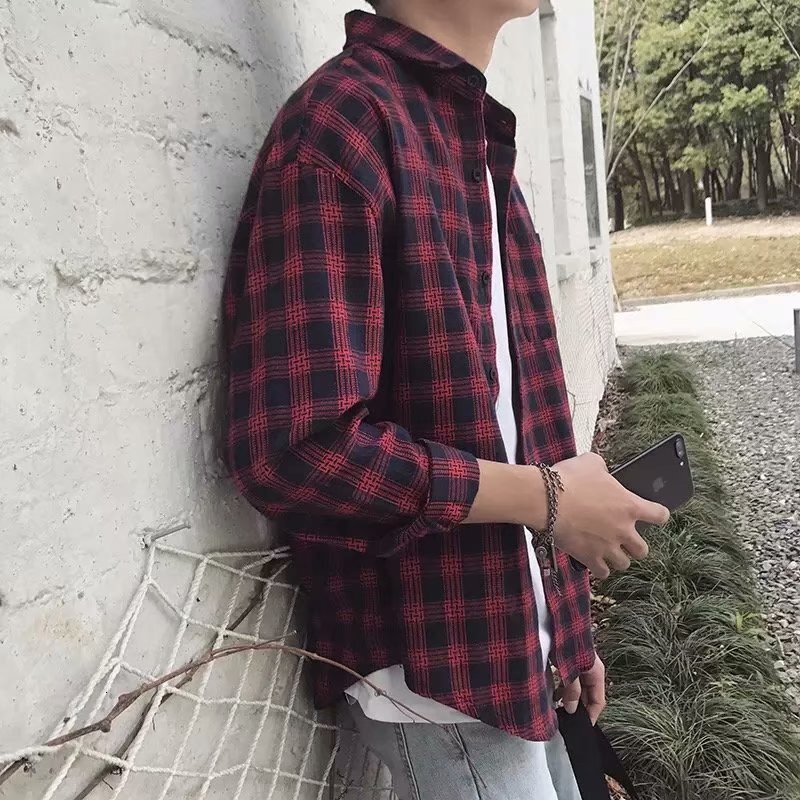 Luxury Brand Designer 2026 Black Plaid Long-sleeve Shirt Ins-style Loose Casual Versatile Button-up Shirt Jacket for Spring Summer Teenagers Daily Wea