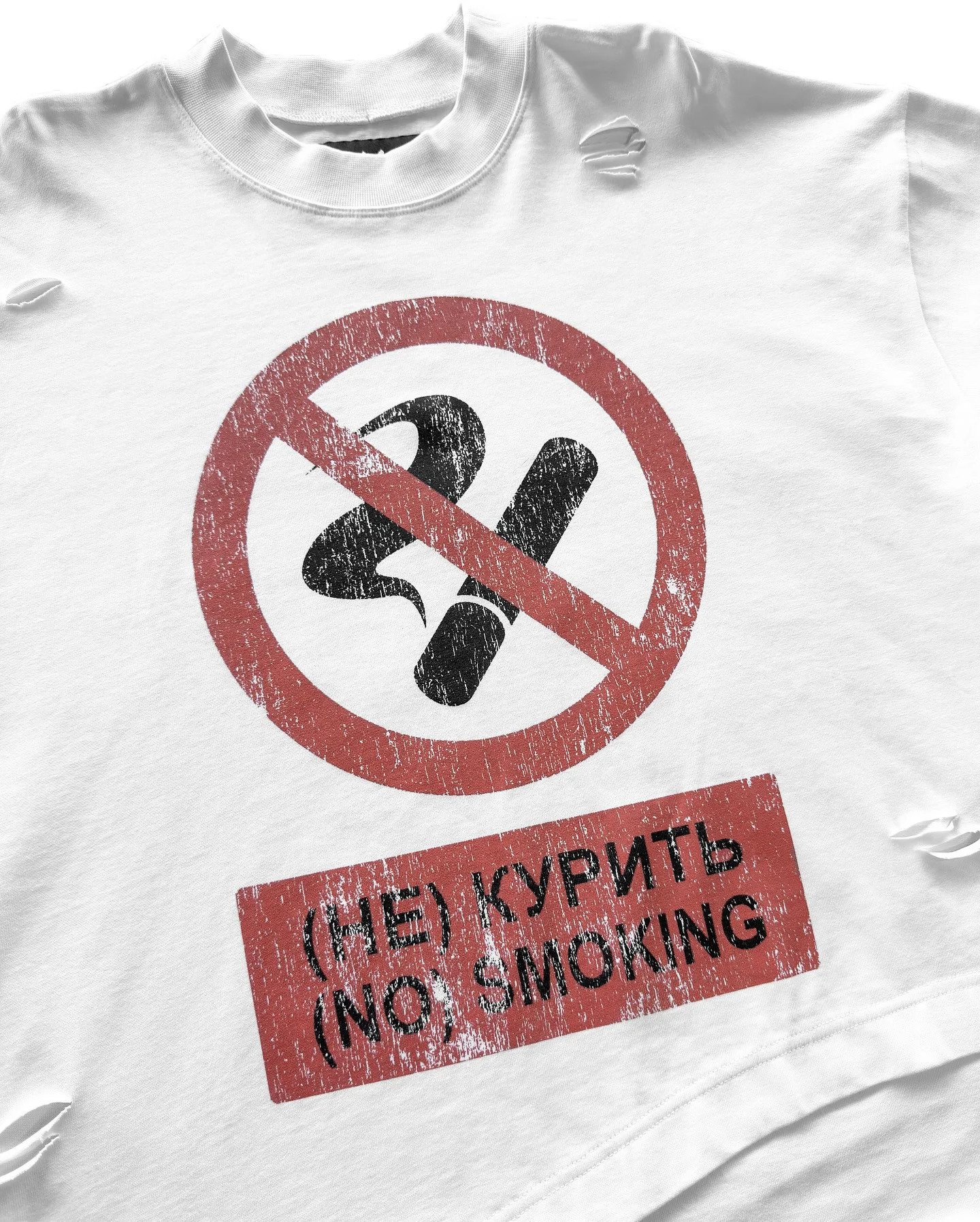 Y2K Gothic Harajuku Hip Hop Punk Long Sleeved Prohibited Cigarette Print Pattern T Shirts Retro Street Wear Loose Ripped Top 260522