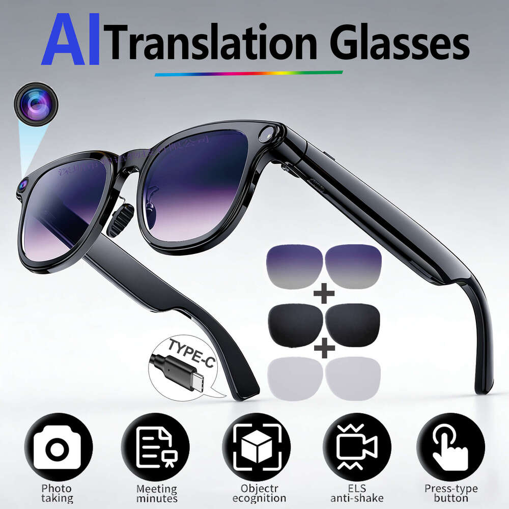 A2 Smart Glasses with Camera Multi-function Photographic Video Real-time Translation AI Recognition AI Smart Glasses